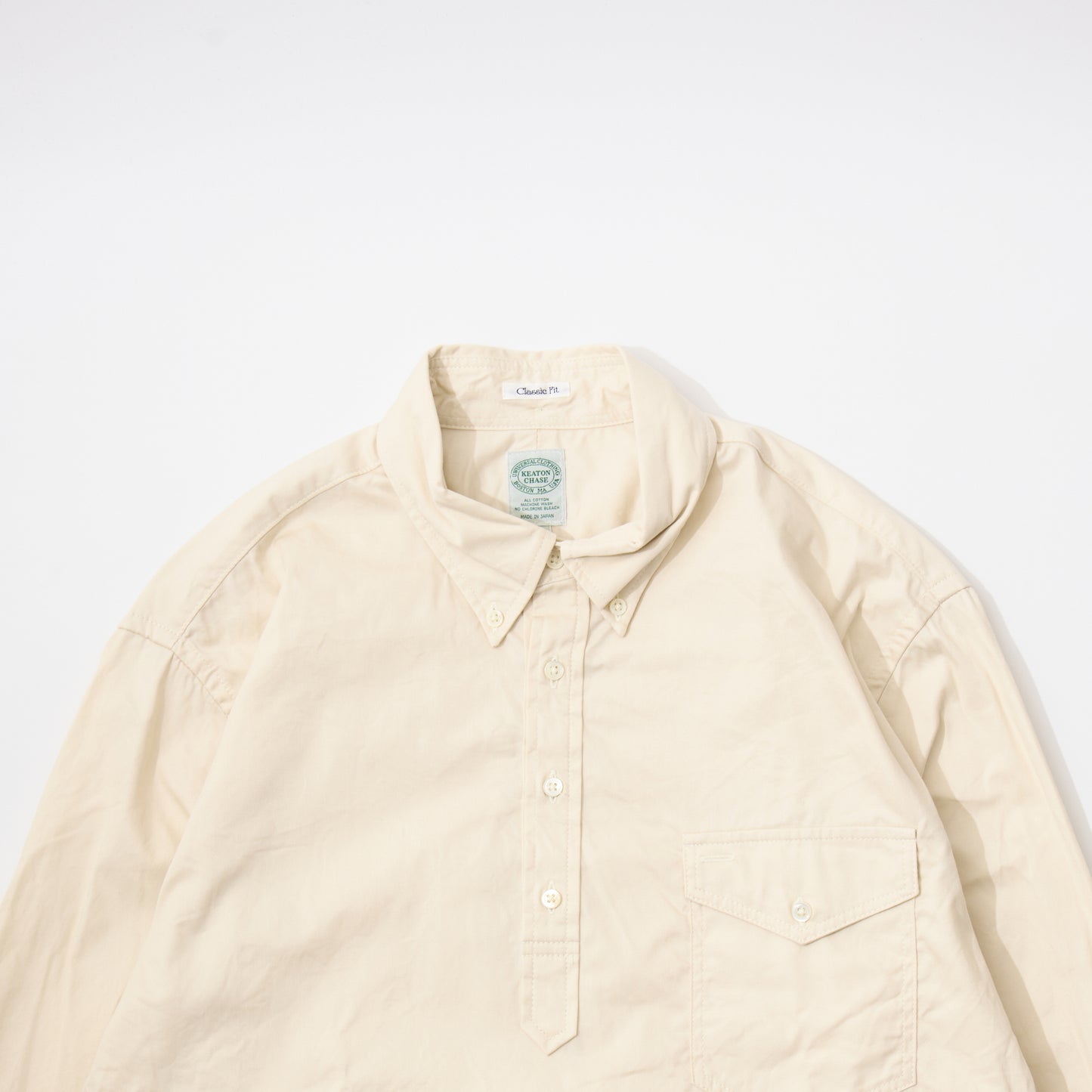 KEATON CHASE USA L/S CLASSIC FIT PULLOVER B/D SHIRT 30S COTTON DYED TWILL - 2 COLORS