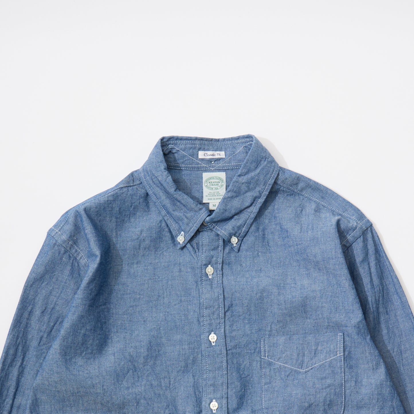 KEATON CHASE USA L/S FULL OPEN BD SHIRT 5oz INDIGO CHAMBRAY