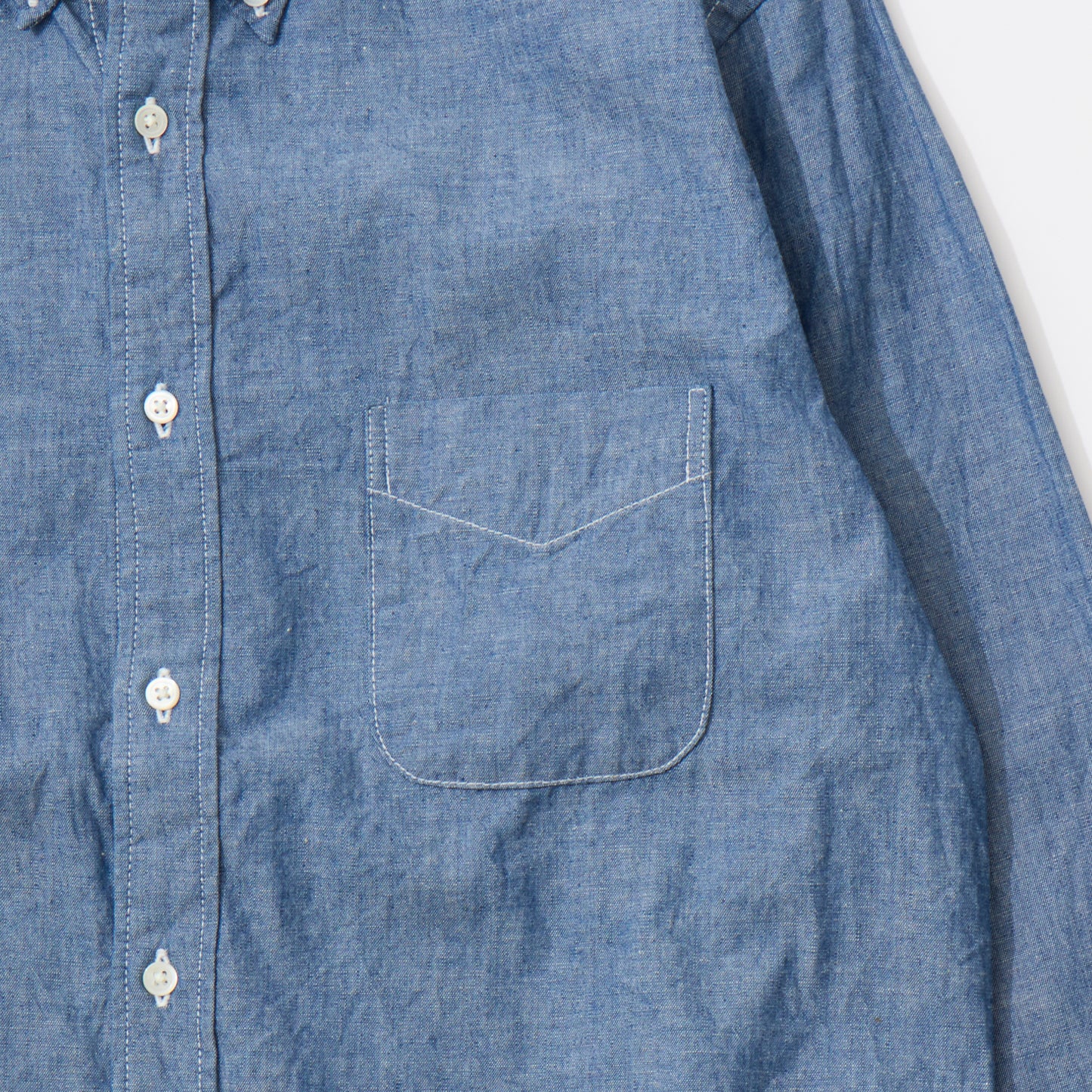 KEATON CHASE USA L/S FULL OPEN BD SHIRT 5oz INDIGO CHAMBRAY