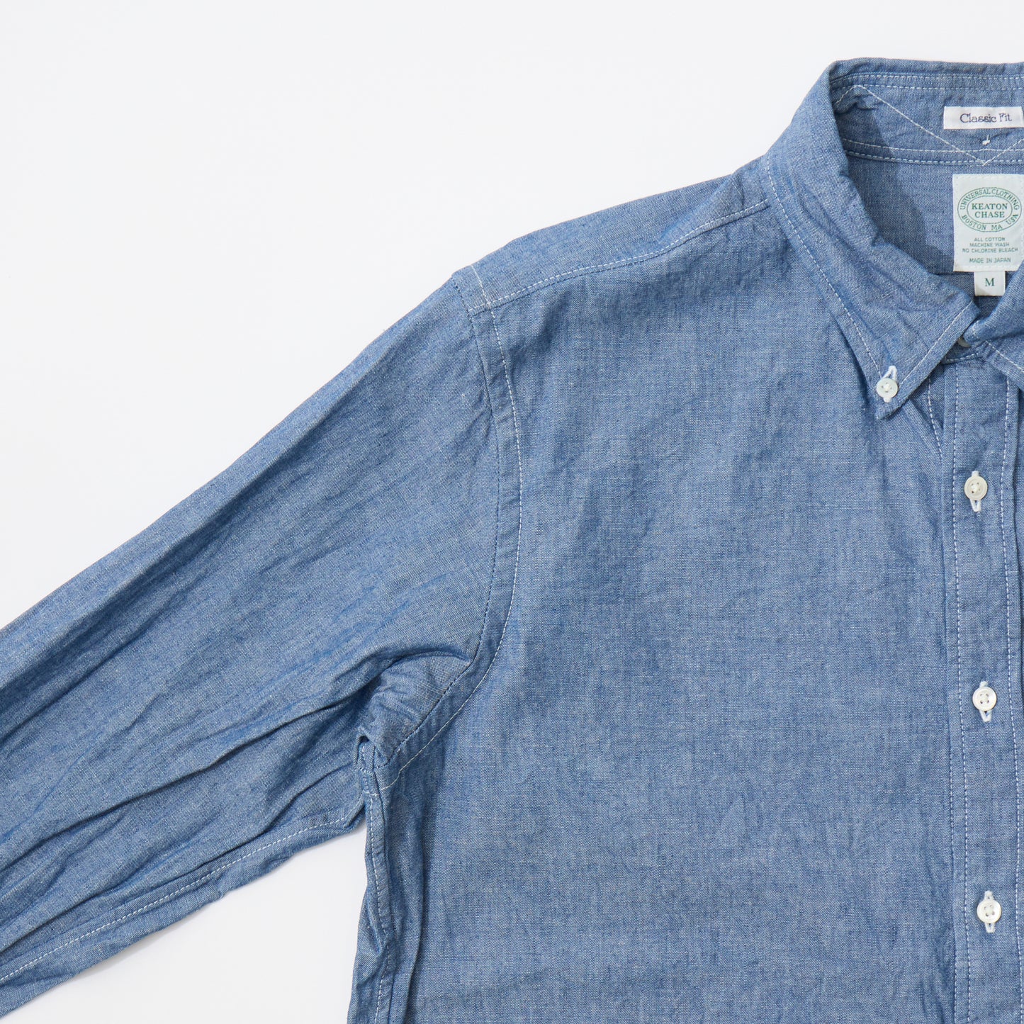 KEATON CHASE USA L/S FULL OPEN BD SHIRT 5oz INDIGO CHAMBRAY