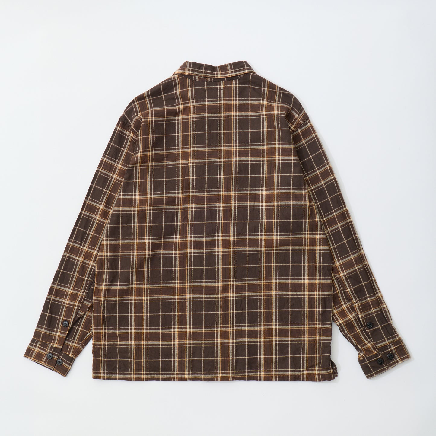 EMPIRE & SONS WORK SHIRT JACKET - COTTON TWILL CHECK - DK BROWN_NATURAL_YELLOW
