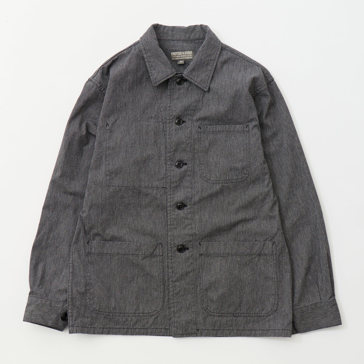 EMPIRE & SONS COVERALL WORK JACKET - 7.5oz SALT AND PEPPER CHAMBRAY - BALL BIO WASH
