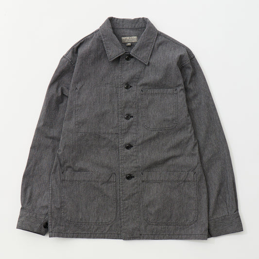 EMPIRE & SONS COVERALL WORK JACKET - 7.5oz SALT AND PEPPER CHAMBRAY - BALL BIO WASH