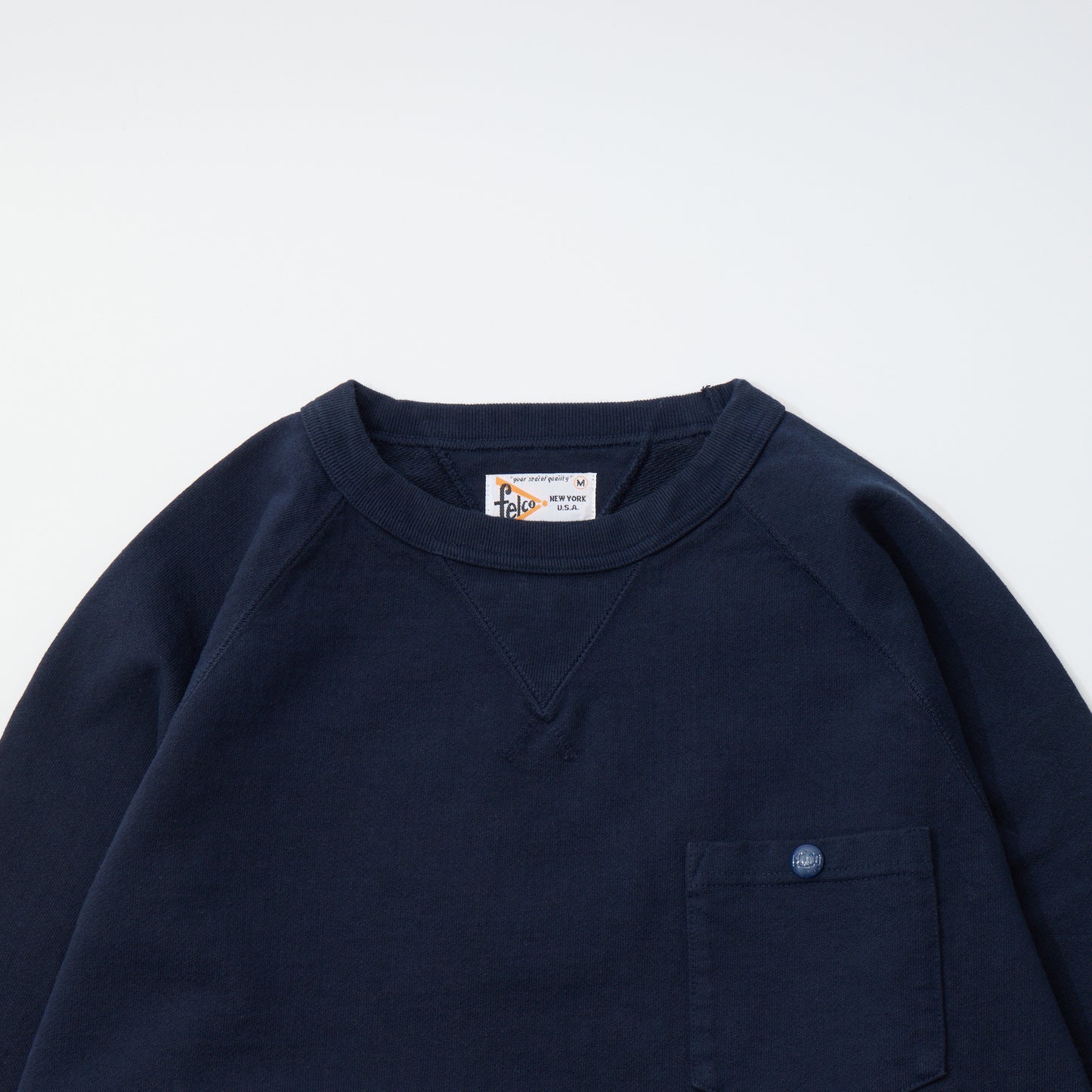 FELCO AGING COLLECTION - 16oz HARD INLAY ALL SEAM RAGLAN V GUSSET CREW W/ CHEST SNAP POCKET - 3 COLORS