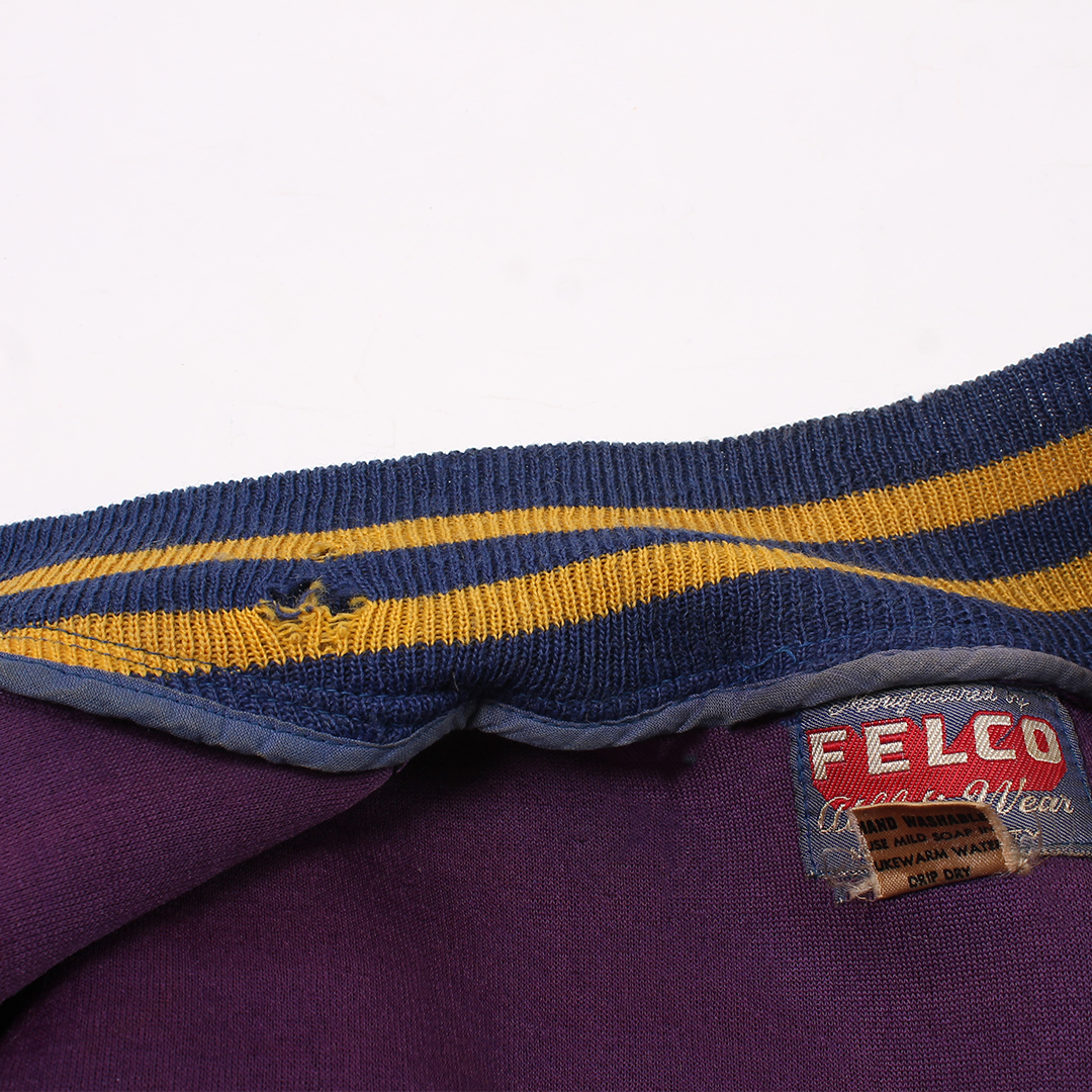 FELCO VINTAGE STADIUM JACKET - PLAIN PURPLE & BLUE & YELLOW