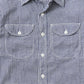 EMPIRE & SONS L/S UTILITY WORK SHIRT COTTON LINEN GINGHAM CHECK - BLUE
