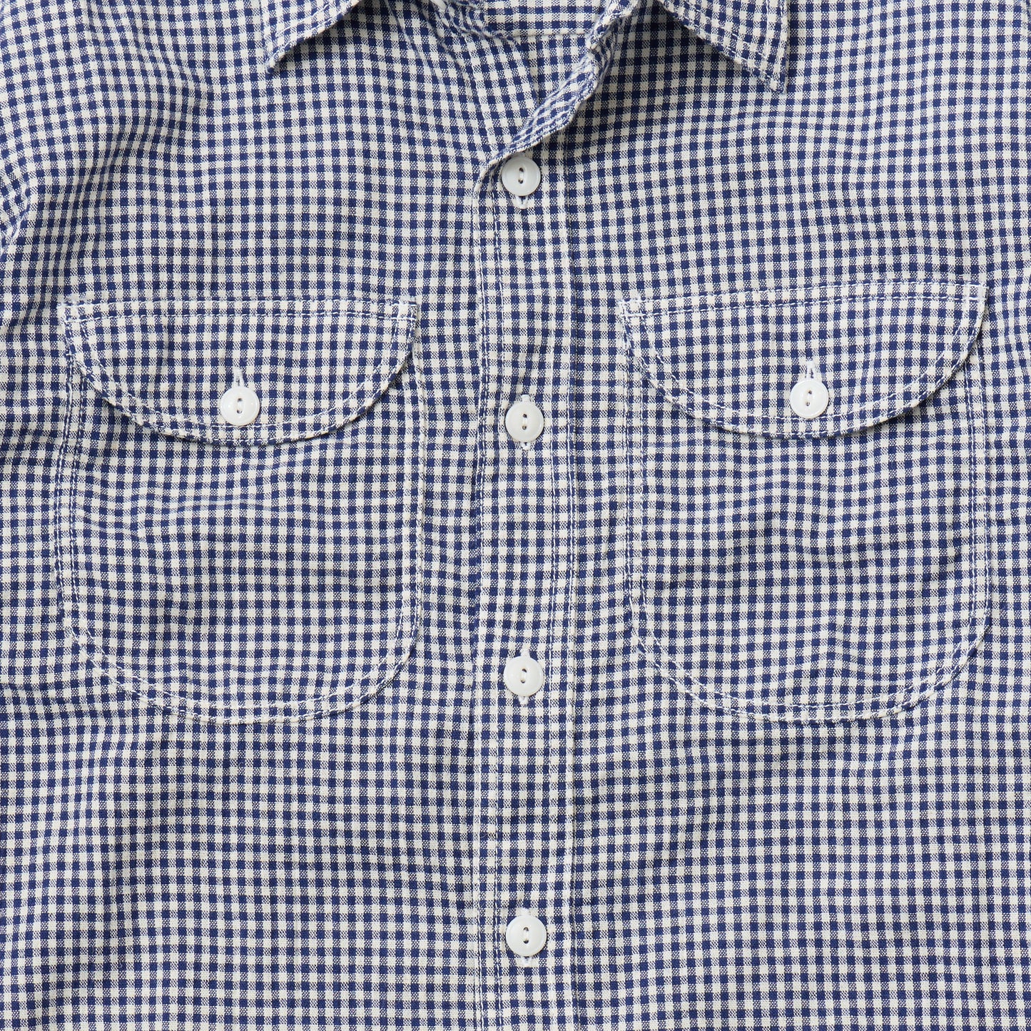 EMPIRE & SONS L/S UTILITY WORK SHIRT COTTON LINEN GINGHAM CHECK - BLUE