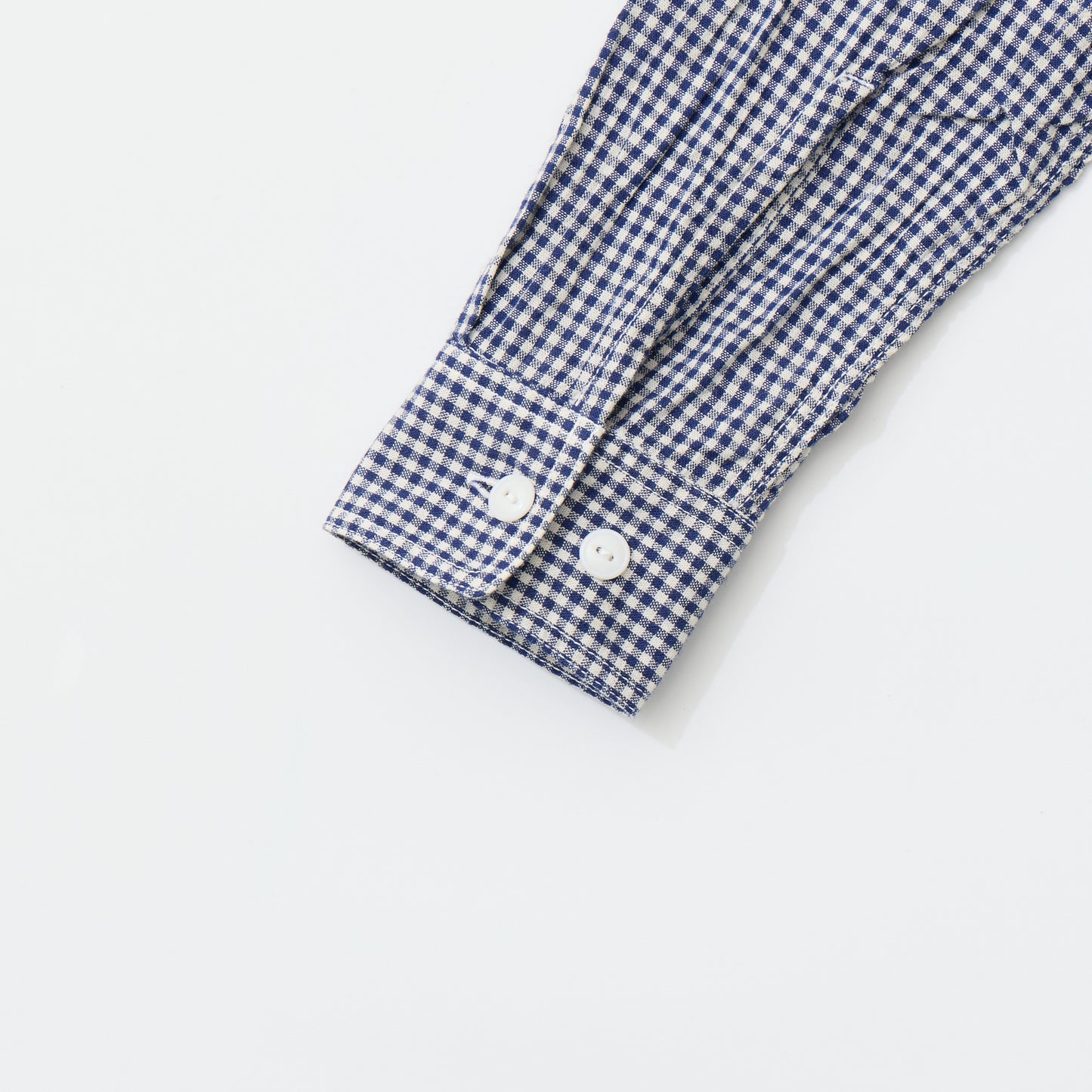 EMPIRE & SONS L/S UTILITY WORK SHIRT COTTON LINEN GINGHAM CHECK - BLUE