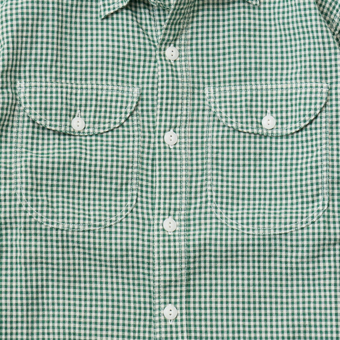 EMPIRE & SONS L/S UTILITY WORK SHIRT COTTON LINEN GINGHAM CHECK - GREEN