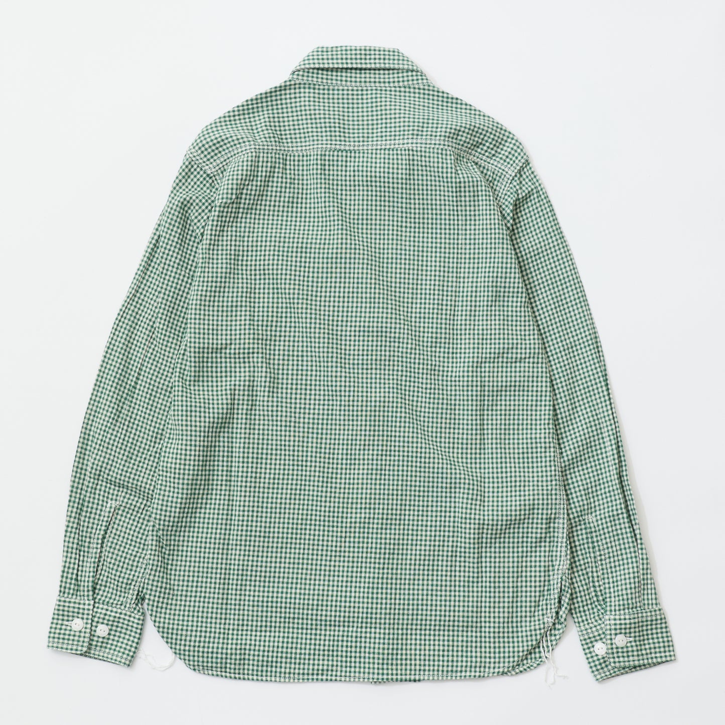 EMPIRE & SONS L/S UTILITY WORK SHIRT COTTON LINEN GINGHAM CHECK - GREEN