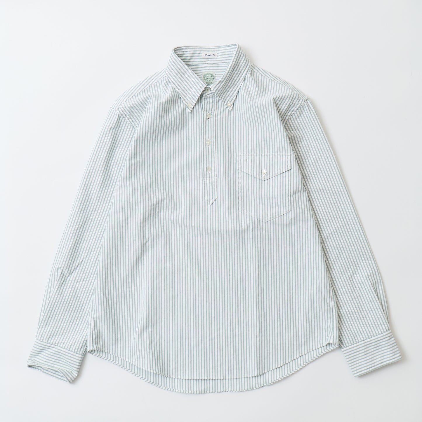 KEATON CHASE USA L/S CLASSIC FIT PULLOVER BD SHIRT CANDY STRIPE - SUPIMA MIXED CLASSIC OXFORD