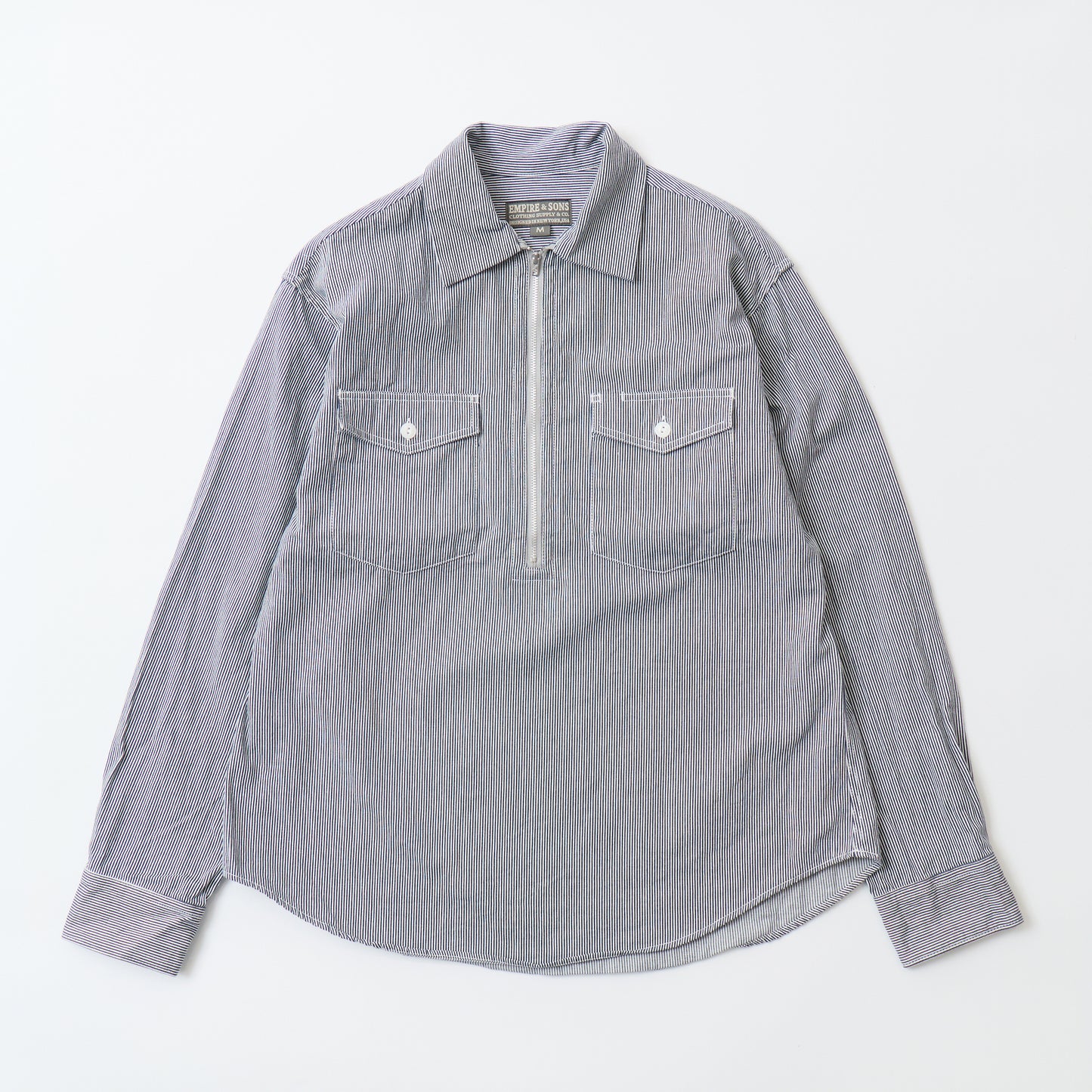 EMPIRE & SONS HALF ZIP WORK SHIRT - HICKORY STRIPE