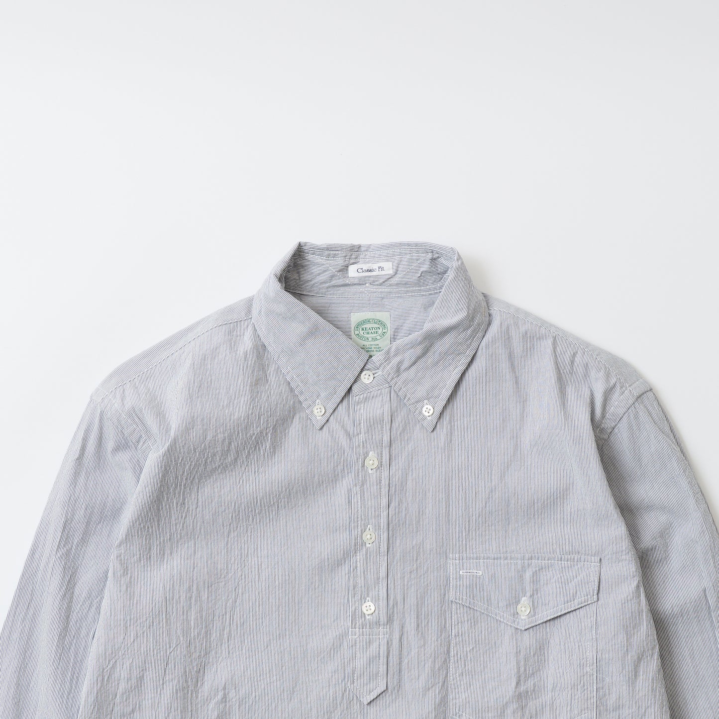 KEATON CHASE USA L/S PULLOVER CLASSIC FIT BD SHIRT - CODE WEAVE STRIPE