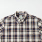 KEATON CHASE USA S/S PULLOVER BD SHIRT COTTON LINEN MADRAS CHECK - NAVY