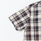 KEATON CHASE USA S/S PULLOVER BD SHIRT COTTON LINEN MADRAS CHECK - NAVY