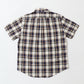 KEATON CHASE USA S/S PULLOVER BD SHIRT COTTON LINEN MADRAS CHECK - NAVY