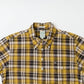 KEATON CHASE USA S/S PULLOVER BD SHIRT COTTON LINEN MADRAS CHECK - YELLOW