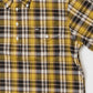 KEATON CHASE USA S/S PULLOVER BD SHIRT COTTON LINEN MADRAS CHECK - YELLOW