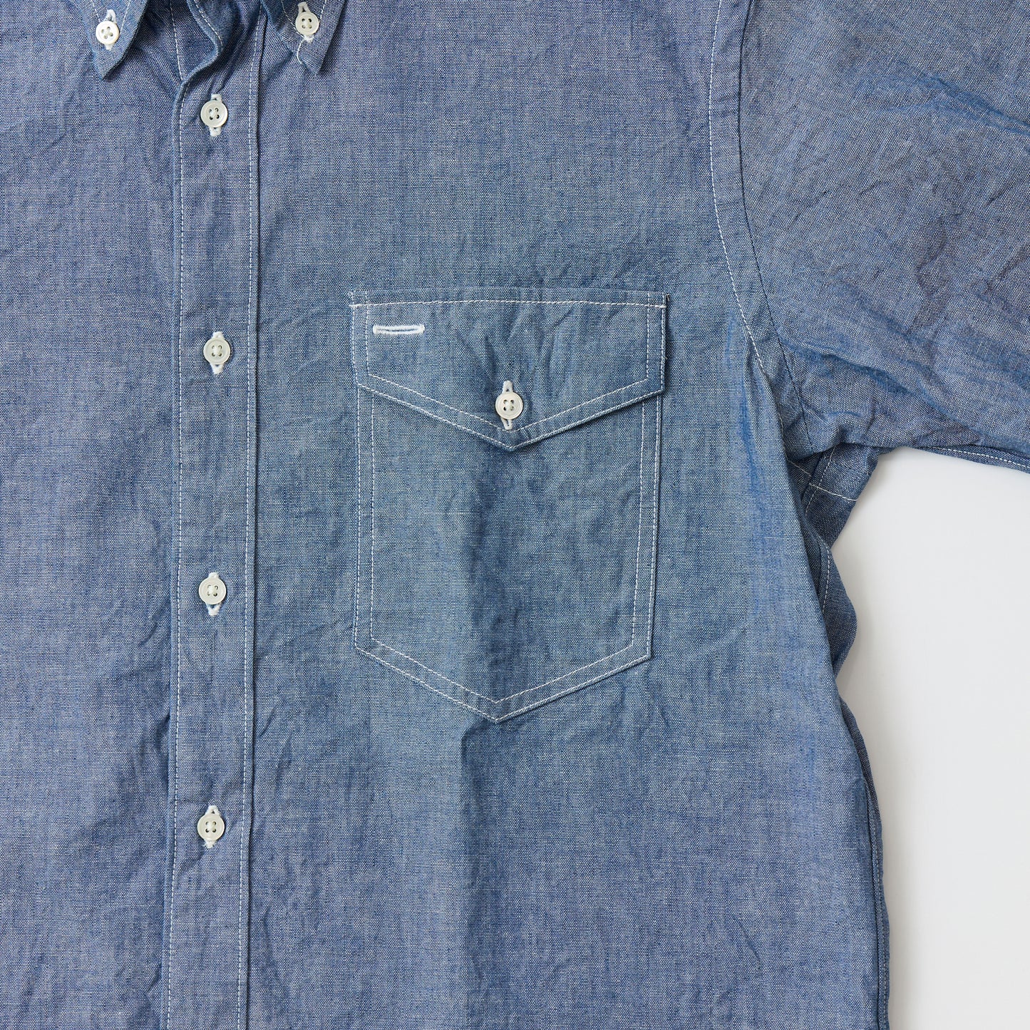 KEATON CHASE USA S/S CLASSIC FIT FULLOPEN B/D SHIRT - 5oz INDIGO CHAMBRAY