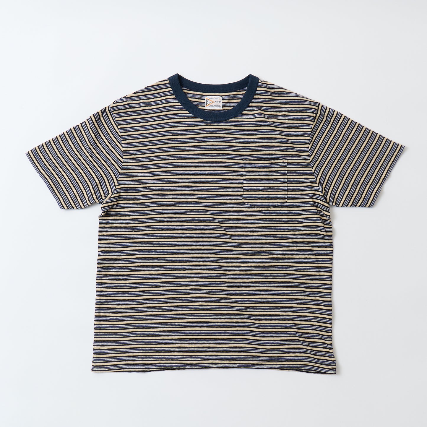 FELCO S/S CREW POCKET TEE - OLD PAPER STRIPE