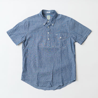 KEATON CHASE USA S/S CLASSIC FIT PULLOVER B/D SHIRT - 5oz INDIGO CHAMBRAY