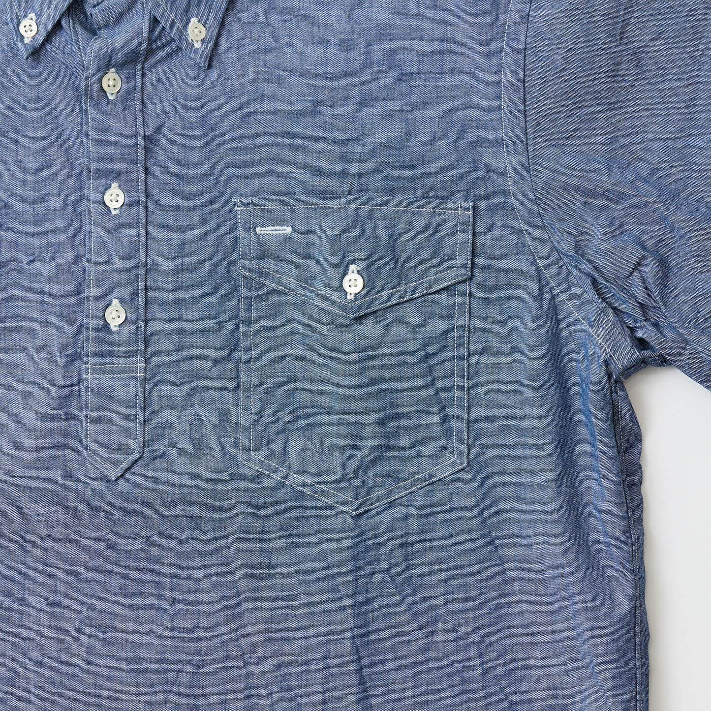 KEATON CHASE USA S/S CLASSIC FIT PULLOVER B/D SHIRT - 5oz INDIGO CHAMBRAY