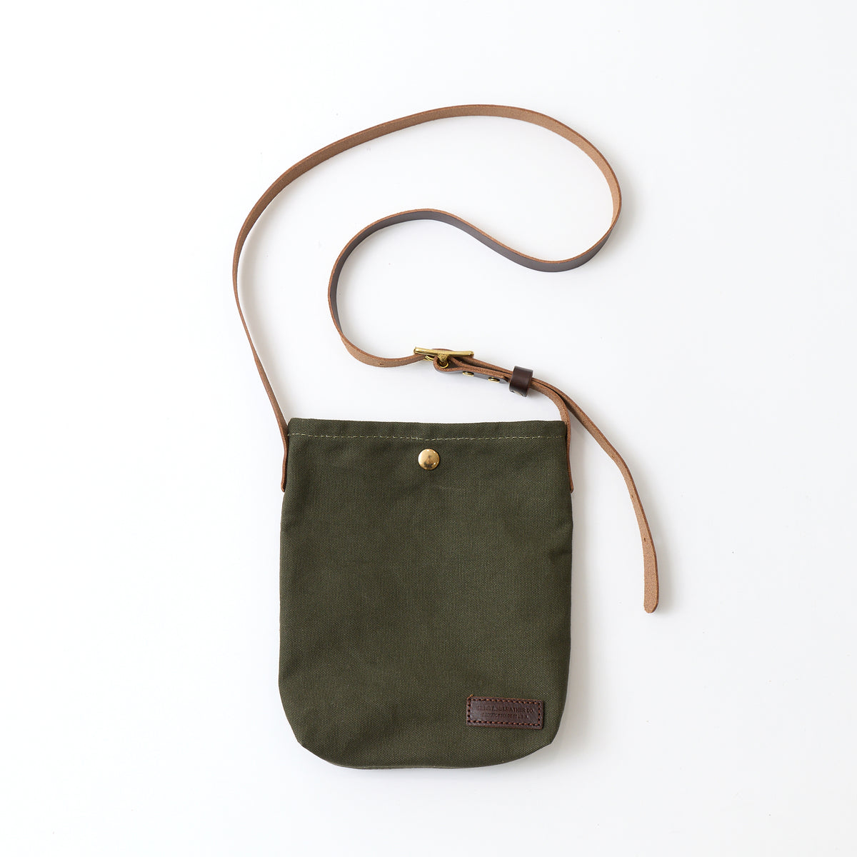 HERITAGE LEATHER MILITARY CANVAS CUSTOM MADE SACOCHE BAG W/ LEATHER STRAP - OLIVE BROWN LEATHER