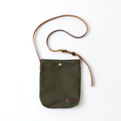 HERITAGE LEATHER MILITARY CANVAS CUSTOM MADE SACOCHE BAG W/ LEATHER STRAP - OLIVE BROWN LEATHER