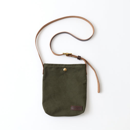 HERITAGE LEATHER MILITARY CANVAS CUSTOM MADE SACOCHE BAG W/ LEATHER STRAP - OLIVE BROWN LEATHER