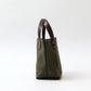 HERITAGE LEATHER MILITARY CANVAS MINI TOTE - OLIVE_BROWN LEATHER