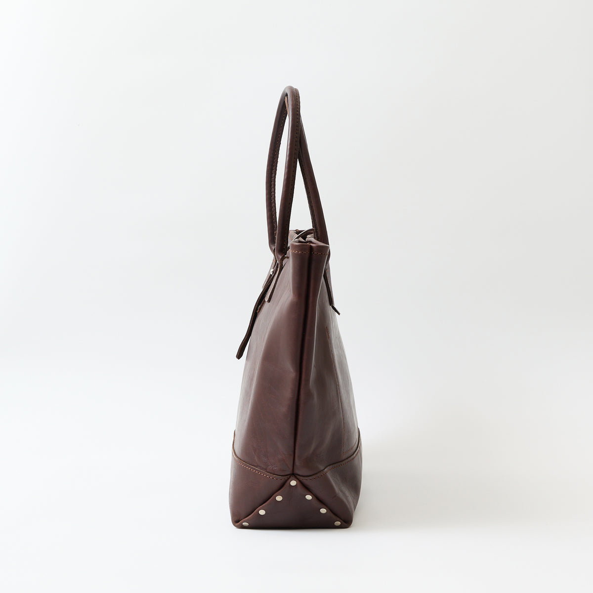 HERITAGE LEATHER ALL LATIGO LEATHER TOTE BAG  W/CLOSURE STRAP - BROWN LATIGO
