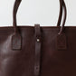 HERITAGE LEATHER ALL LATIGO LEATHER TOTE BAG  W/CLOSURE STRAP - BROWN LATIGO