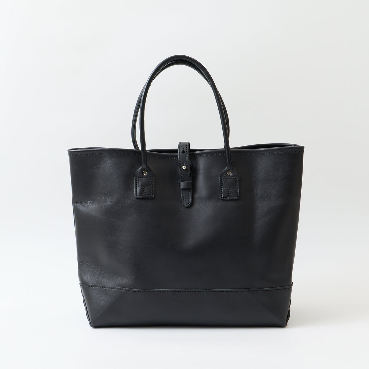 HERITAGE LEATHER ALL LATIGO LEATHER TOTE BAG  W/CLOSURE STRAP - BLACK LATIGO