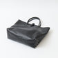 HERITAGE LEATHER ALL LATIGO LEATHER TOTE BAG  W/CLOSURE STRAP - BLACK LATIGO