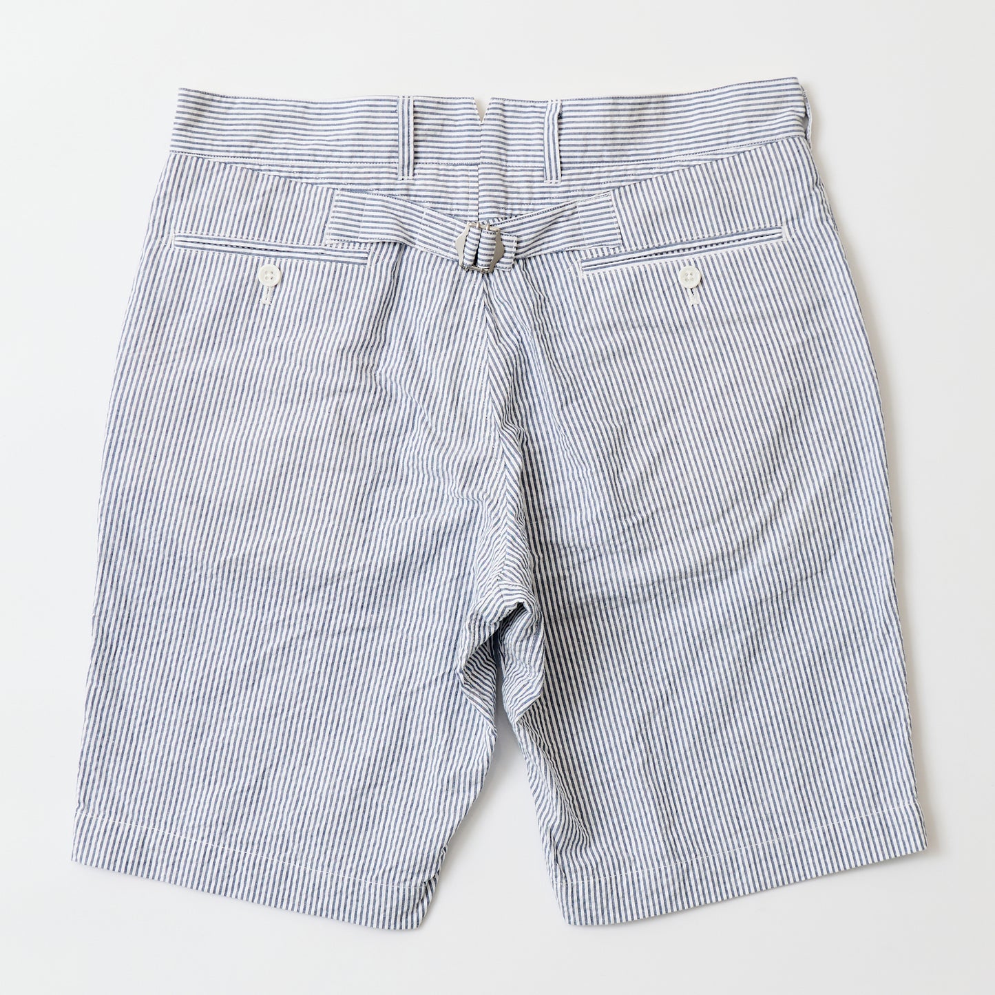 KEATON CHASE USA SEERSUCKER STRIPE BERMUDA SHORT W/BUCKLE BACK