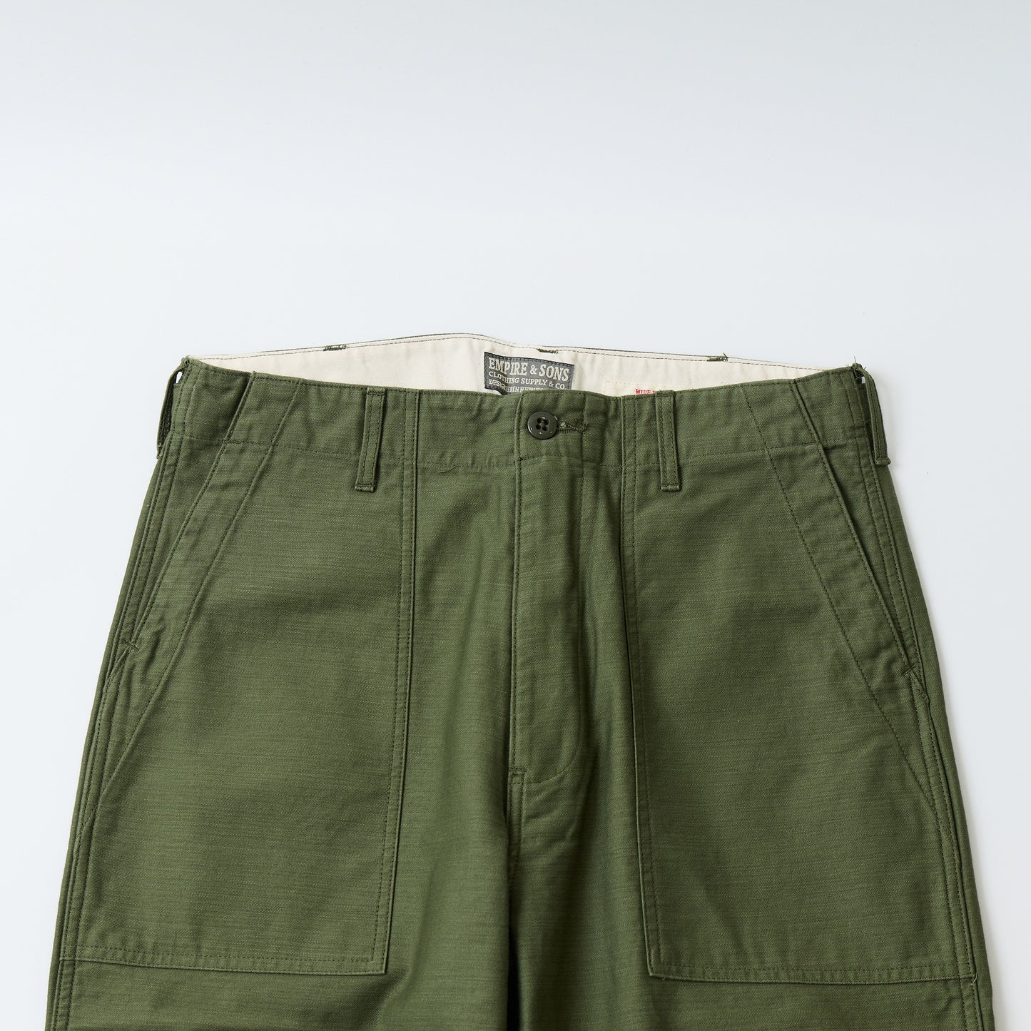 EMPIRE & SONS FATIGUE PANT MILITARY SLUB BACK SATEEN TAPERED WIDE FIT