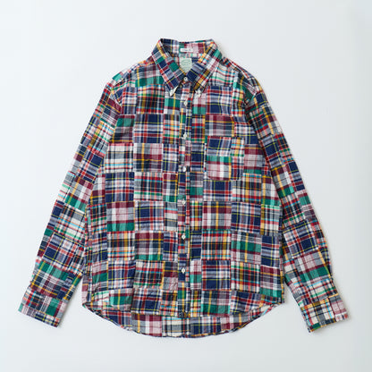 KEATON CHASE USA L/S CLASSIC FIT FULL OPEN BD SHIRT COTTON PATCHWORK MADRAS CHECK - #9