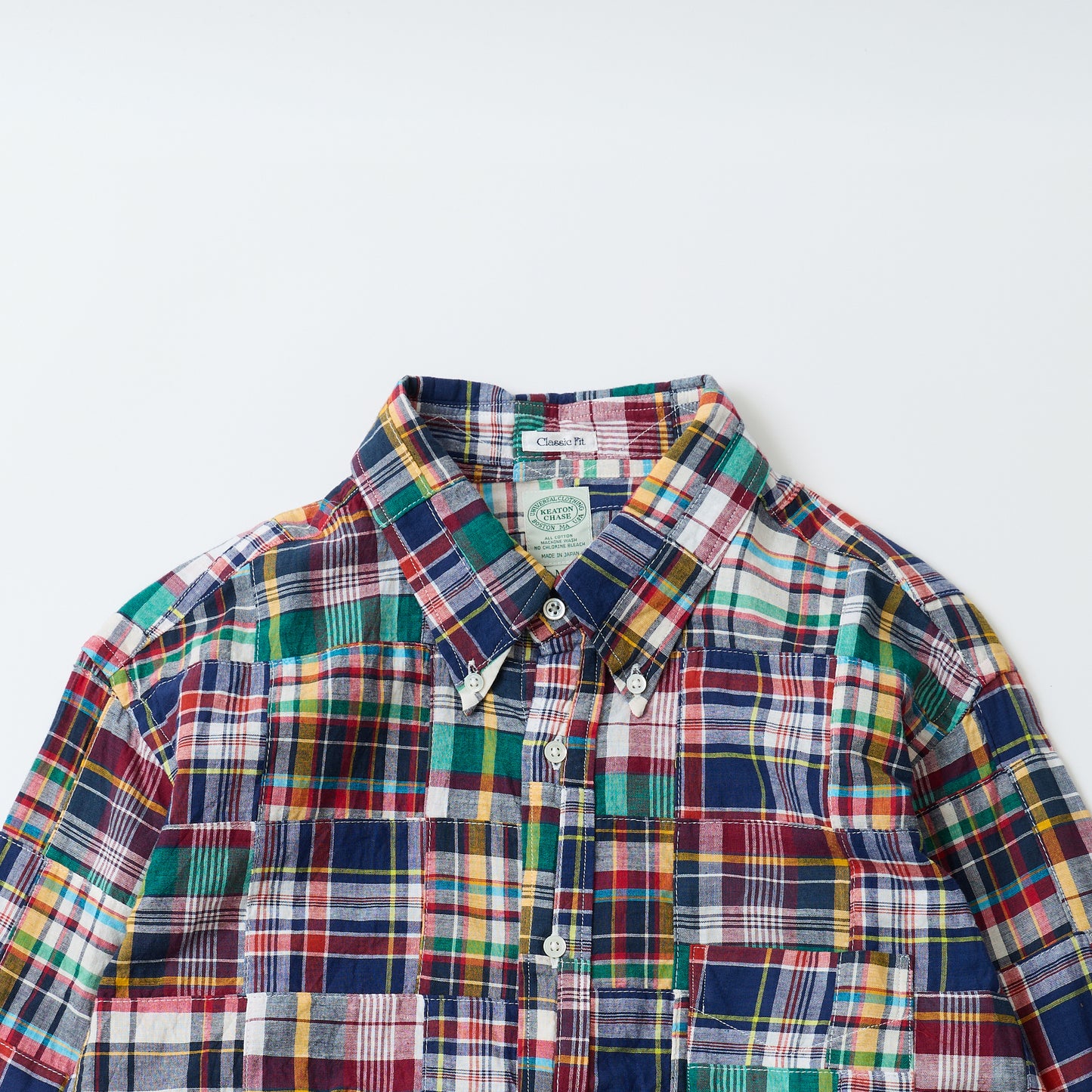 KEATON CHASE USA L/S CLASSIC FIT FULL OPEN BD SHIRT COTTON PATCHWORK MADRAS CHECK - #9