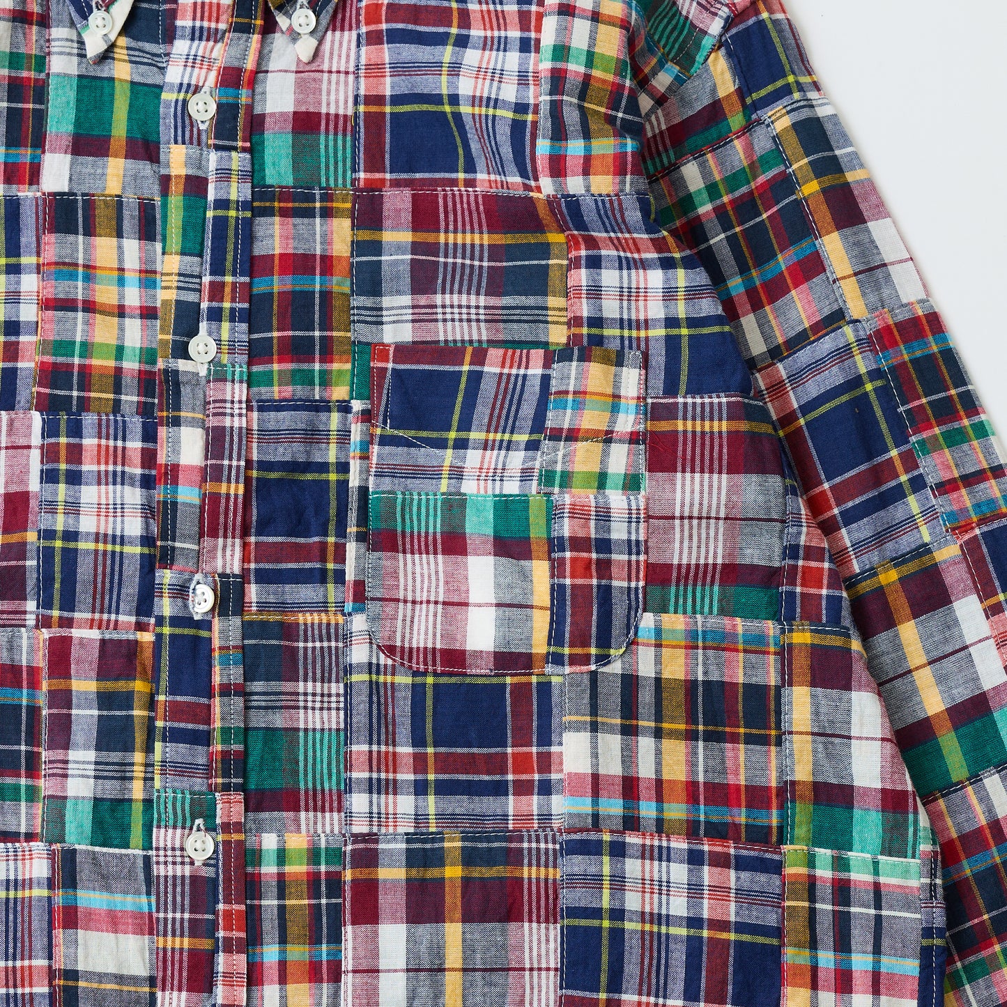 KEATON CHASE USA L/S CLASSIC FIT FULL OPEN BD SHIRT COTTON PATCHWORK MADRAS CHECK - #9
