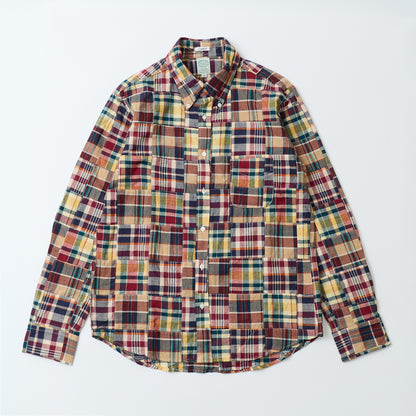 KEATON CHASE USA L/S CLASSIC FIT FULL OPEN BD SHIRT COTTON PATCHWORK MADRAS CHECK - #5
