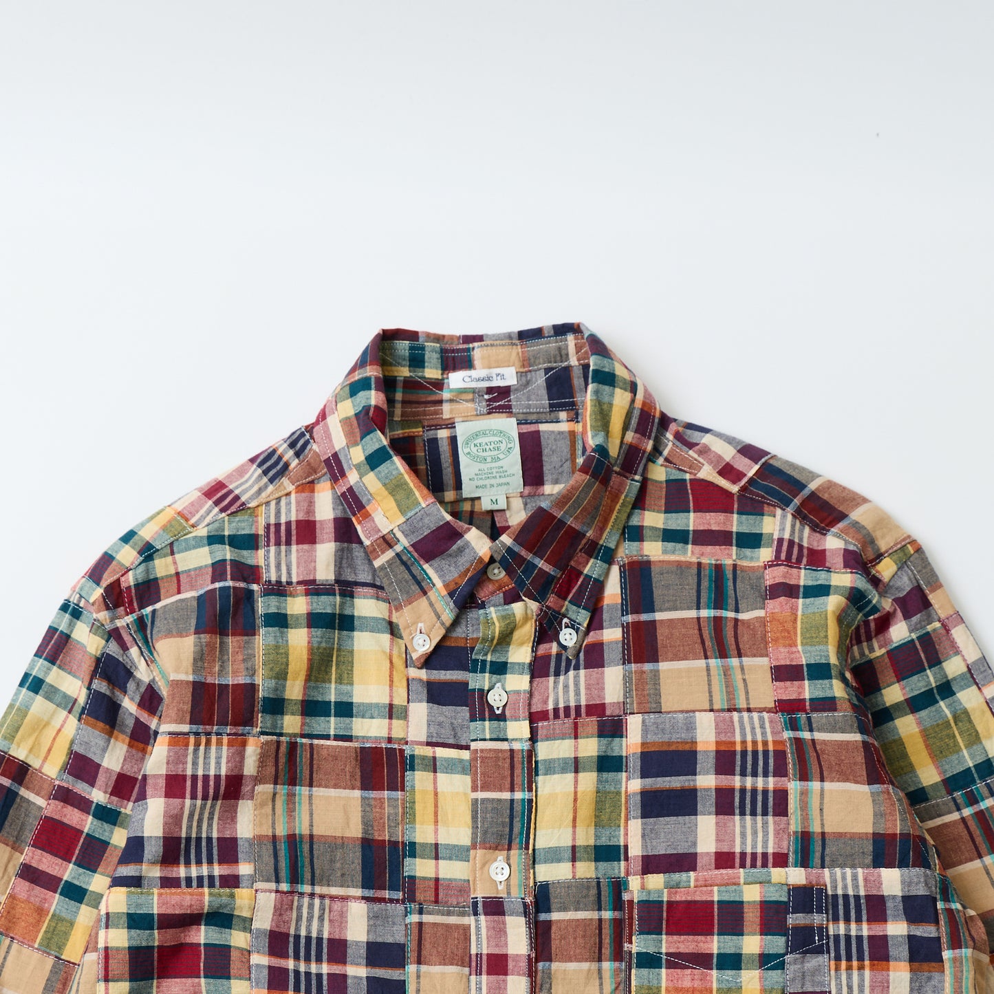 KEATON CHASE USA L/S CLASSIC FIT FULL OPEN BD SHIRT COTTON PATCHWORK MADRAS CHECK - #5