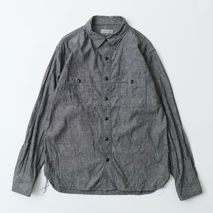 EMPIRE & SONS L/S CONCEALED BUTTON&TAB WORK SHIRT BLACK CHAMBRAY