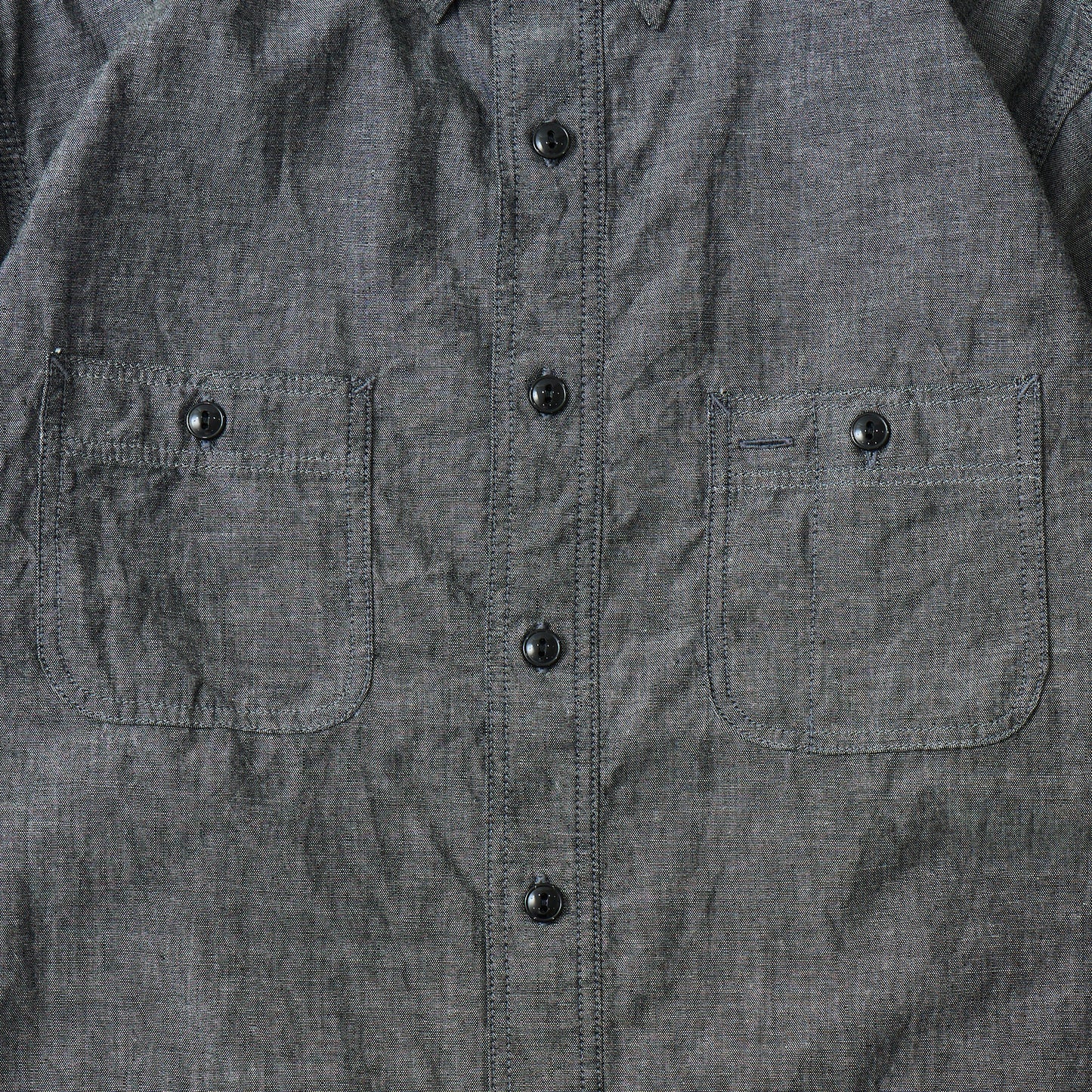EMPIRE & SONS L/S CONCEALED BUTTON&TAB WORK SHIRT BLACK CHAMBRAY