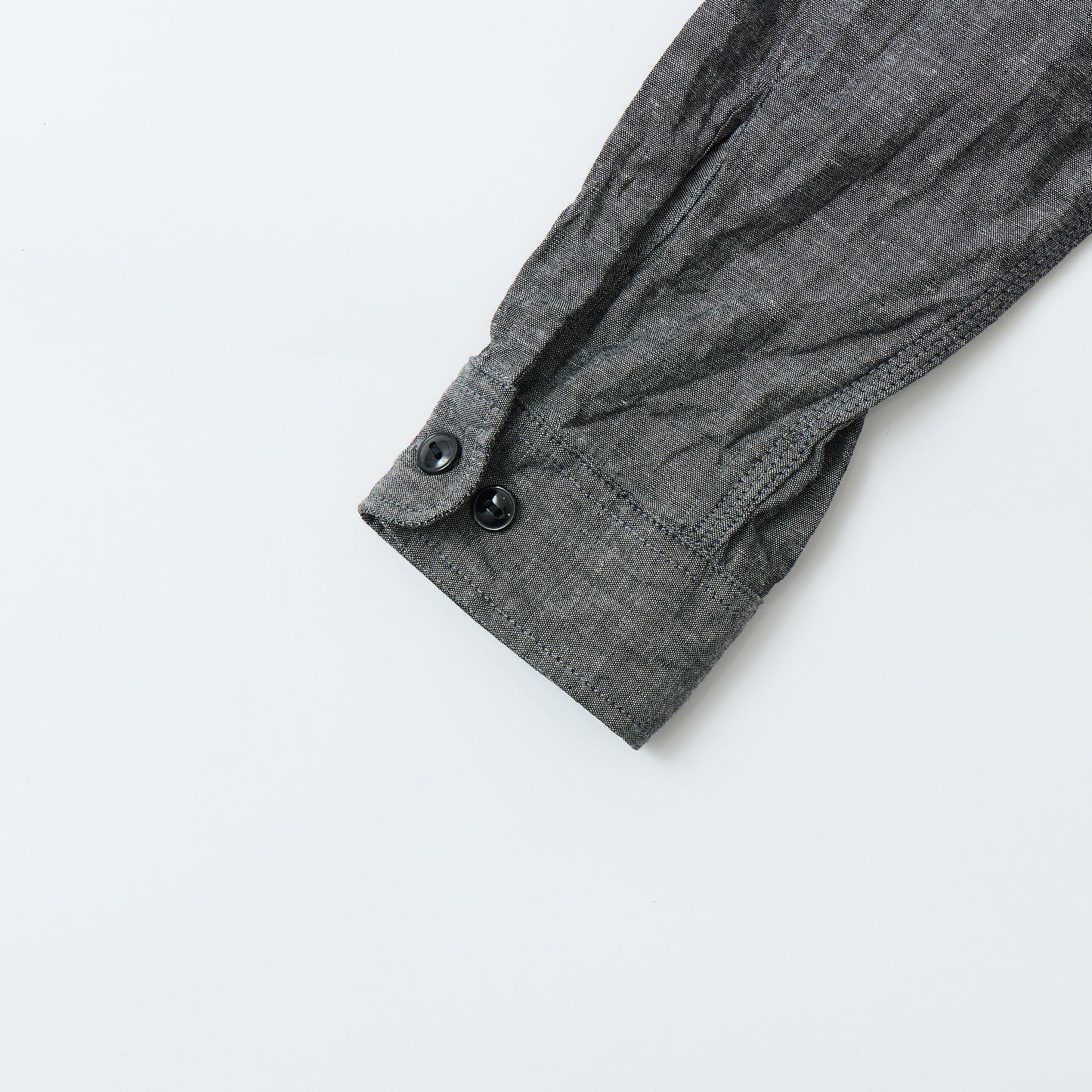 EMPIRE & SONS L/S CONCEALED BUTTON&TAB WORK SHIRT BLACK CHAMBRAY