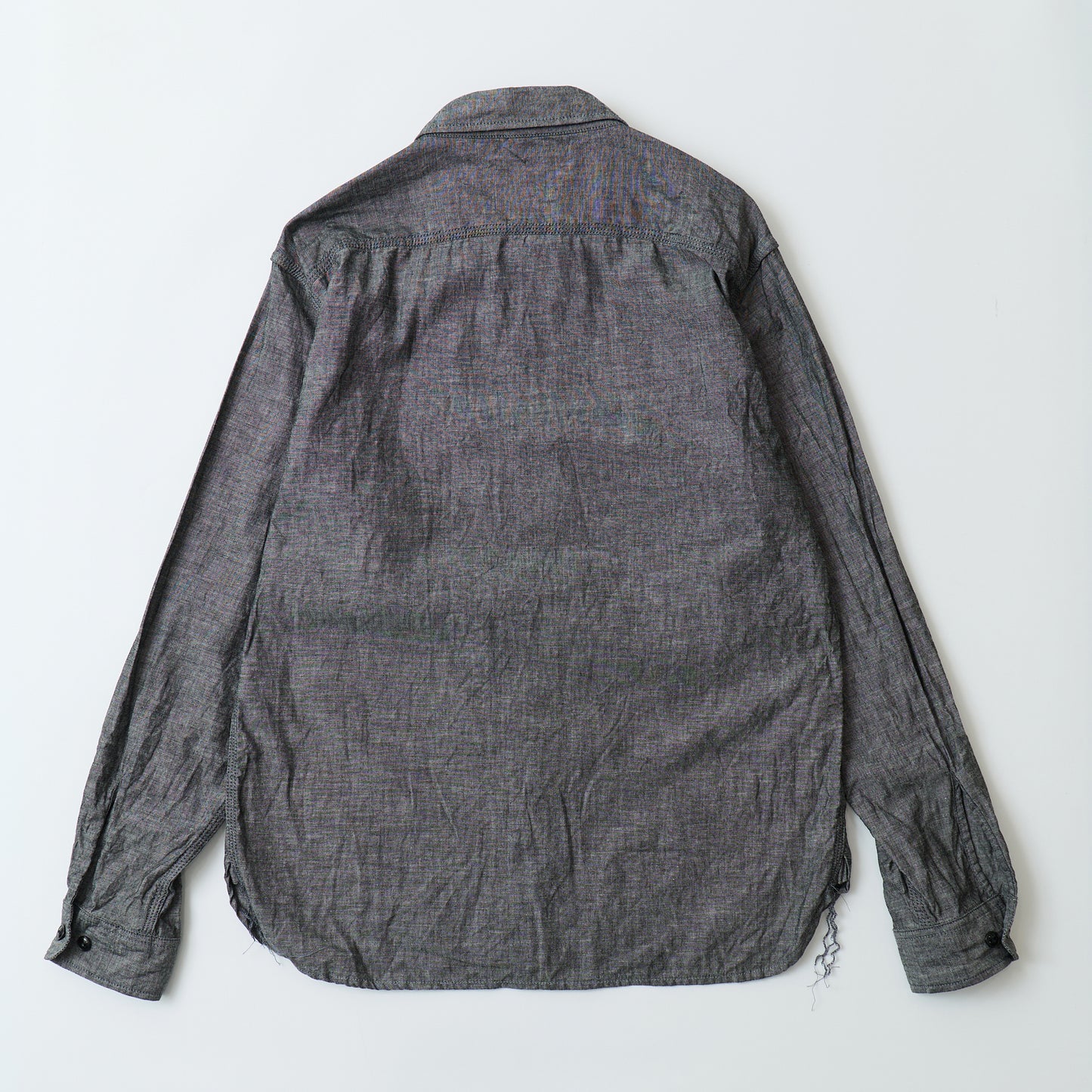 EMPIRE & SONS L/S CONCEALED BUTTON&TAB WORK SHIRT BLACK CHAMBRAY