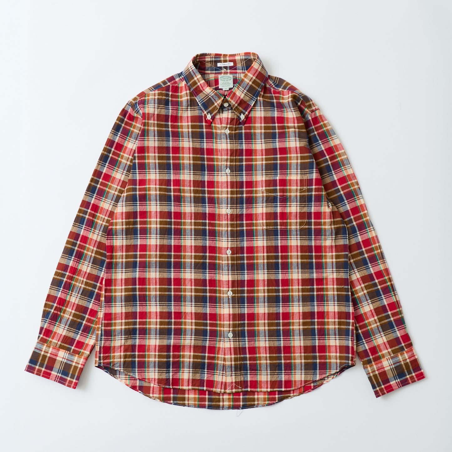KEATON CHASE USA L/S CLASSIC FIT FULLOPEN BD SHIRT COTTON MADRAS CHECK - 3. RED_BROWN_WHITE_NAVY_GREEN