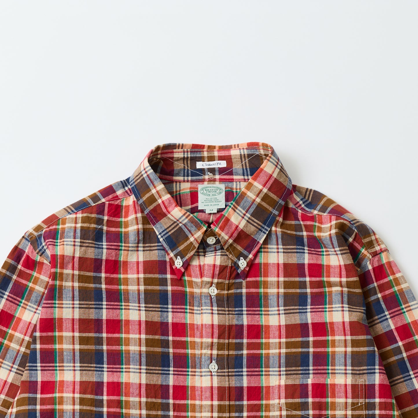 KEATON CHASE USA L/S CLASSIC FIT FULLOPEN BD SHIRT COTTON MADRAS CHECK - 3. RED_BROWN_WHITE_NAVY_GREEN