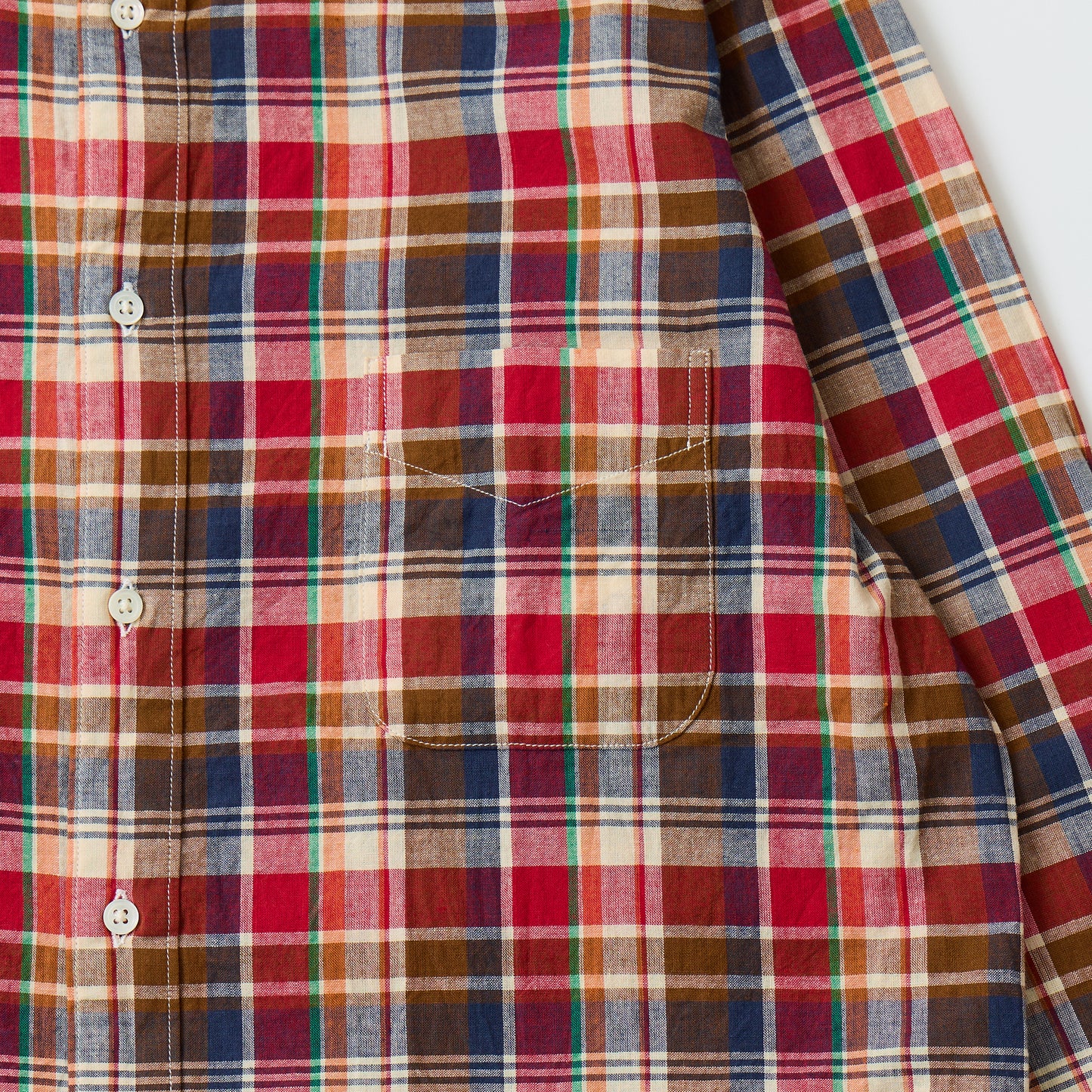 KEATON CHASE USA L/S CLASSIC FIT FULLOPEN BD SHIRT COTTON MADRAS CHECK - 3. RED_BROWN_WHITE_NAVY_GREEN