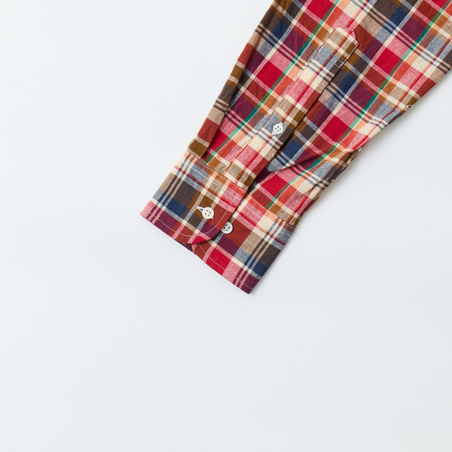 KEATON CHASE USA L/S CLASSIC FIT FULLOPEN BD SHIRT COTTON MADRAS CHECK - 3. RED_BROWN_WHITE_NAVY_GREEN
