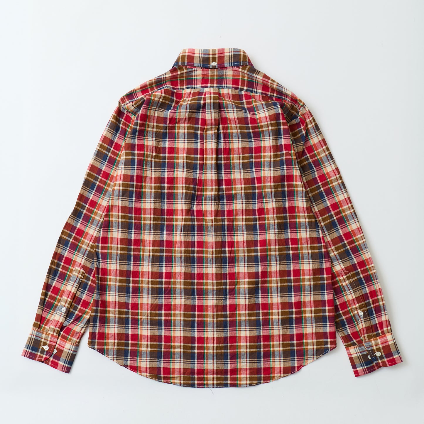 KEATON CHASE USA L/S CLASSIC FIT FULLOPEN BD SHIRT COTTON MADRAS CHECK - 3. RED_BROWN_WHITE_NAVY_GREEN